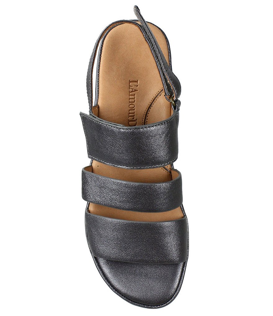 L'Amour Des Pieds Amelcia 3 Band Leather Strappy Wedge Sandals