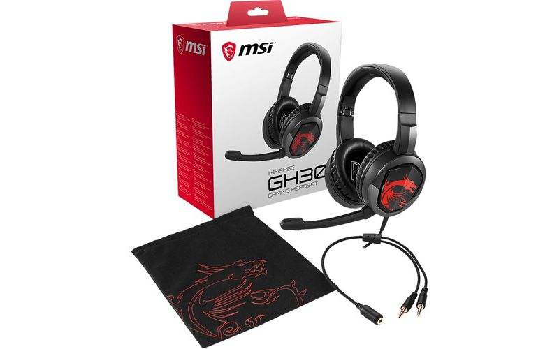 MSI Immerse GH30 Gaming Headset w/ Detachable Microphone - 3.5 mm headphone jack - Large 40mm drivers - Extra 3.5mm splitter cable to use on PC
