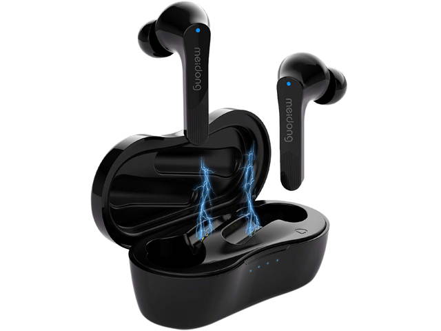 True Wireless Earbuds, Meidong Bluetooth Earbuds Headphones V5.0 KY06 in-Ear Earphones with Premium Sound and Deep Bass Smart Touch Control Built-in Mic Waterproof IPX6 Rchargable Charging Case Single