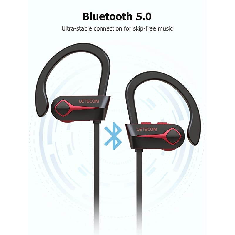 U8L Bluetooth Headphones, 15Hrs Playtime Wireless 5.0 Earbuds IPX7 Waterproof Sport Running in-Ear Headsets w/Mic Stereo Sound Noise Cancelling for Work Home Office