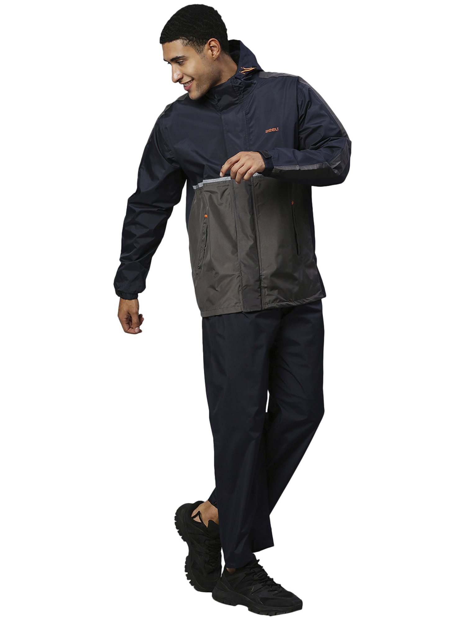 Zeel Navy & Grey Raincoat Set