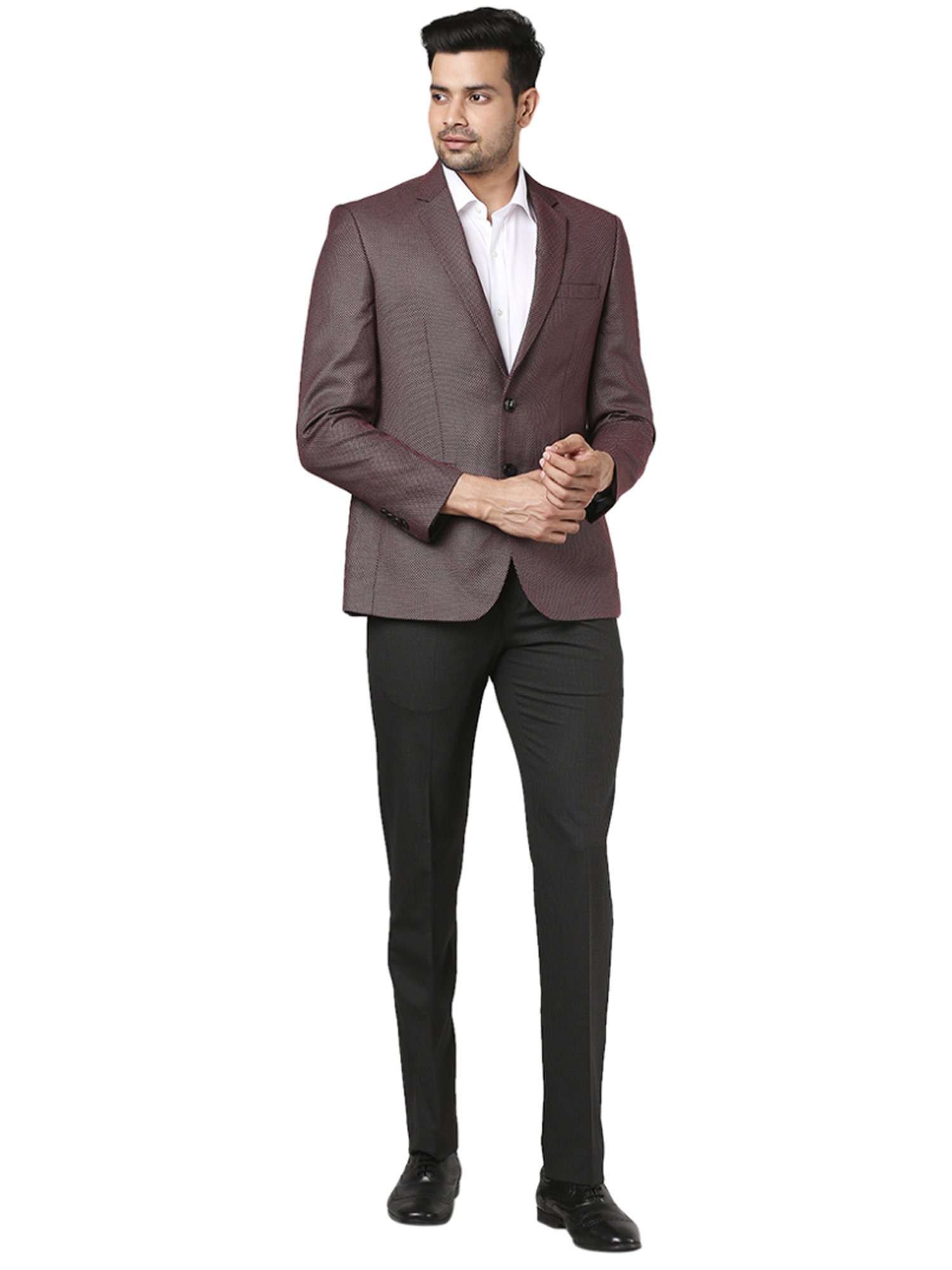 Raymond Maroon  Regular Fit Printed Blazer