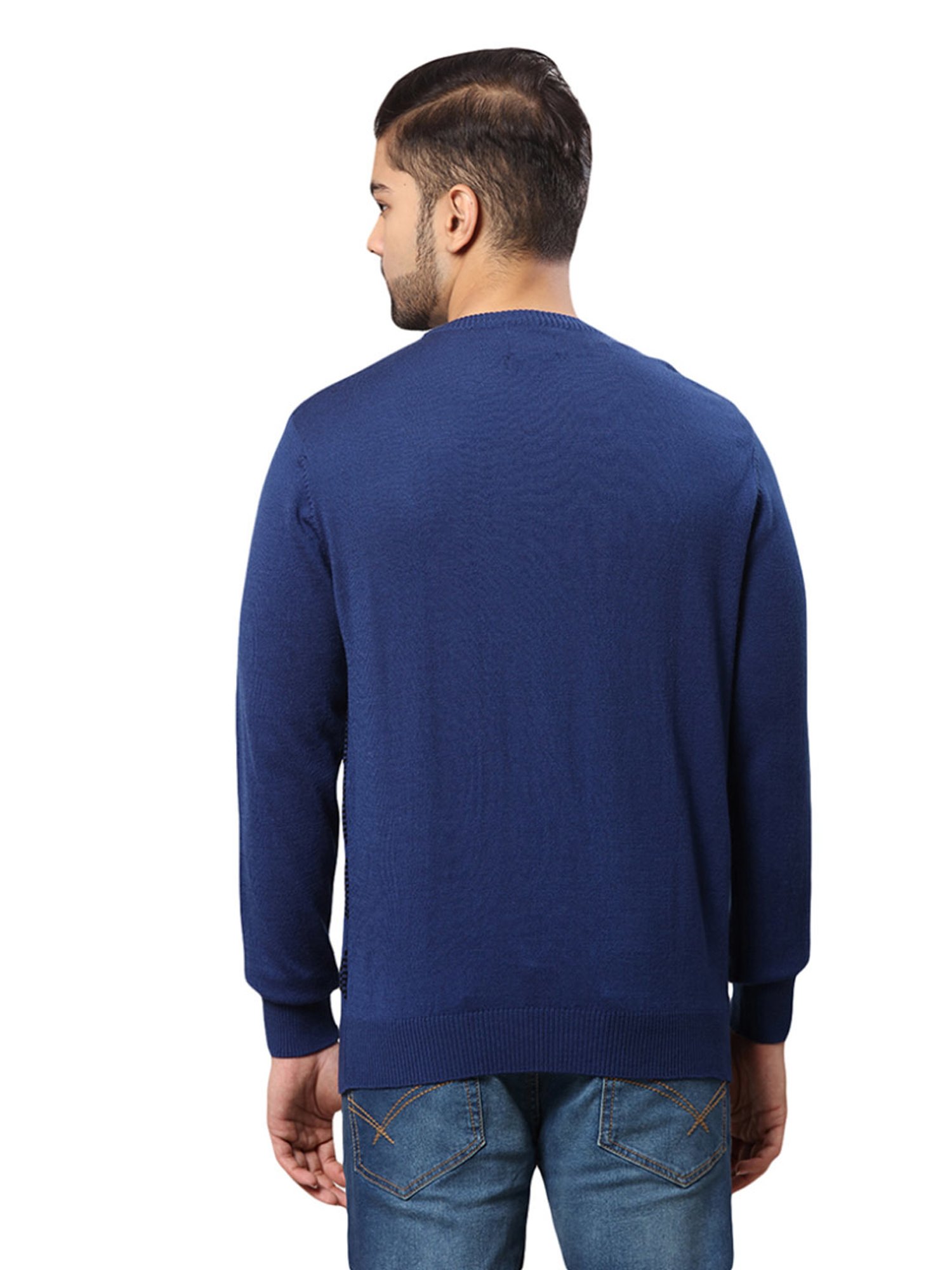 Raymond Blue Regular Fit Texture Sweater