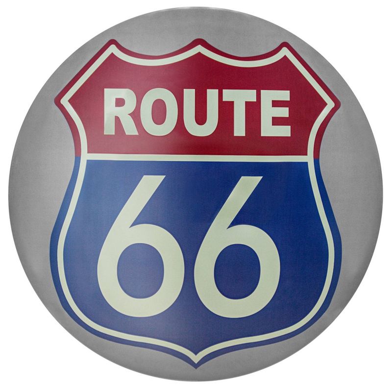 Route 66 Dome Metal Sign Dark Blue/Gray/Red - Crystal Art Gallery