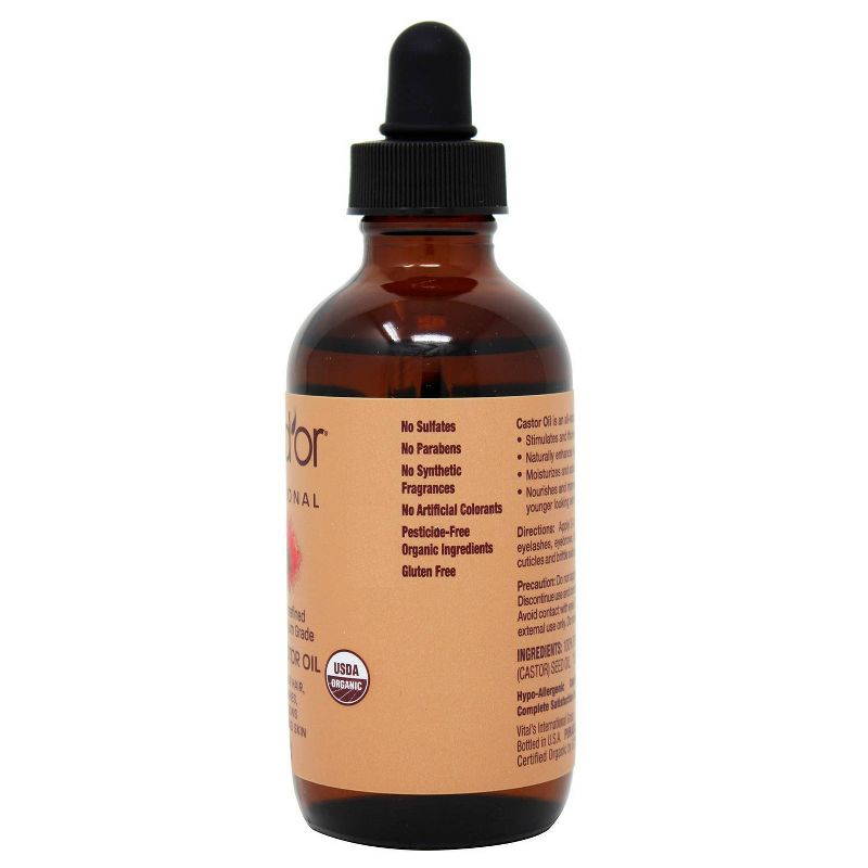 Pura d'or 100% Pure Organic Castor Oil - 4 fl oz