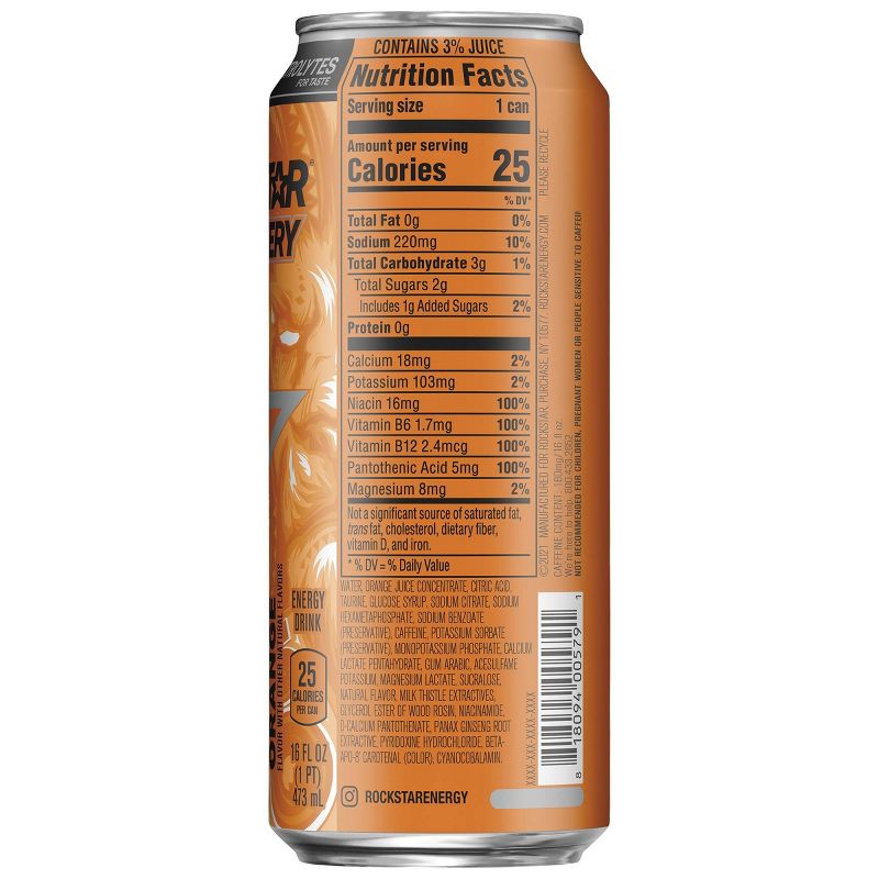 Rockstar Recovery Orange Energy Drink - 4pk/16 fl oz Cans