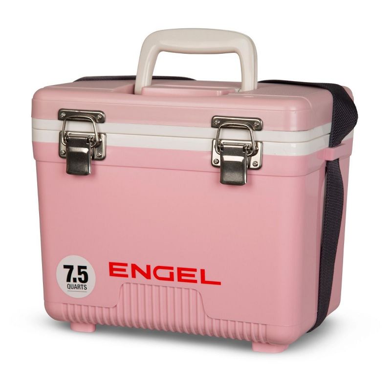 Engel 7.5-Quart 8-Can EVA Gasket Seal Ice and DryBox Cooler with Carry Handles and Shoulder Strap, Pink