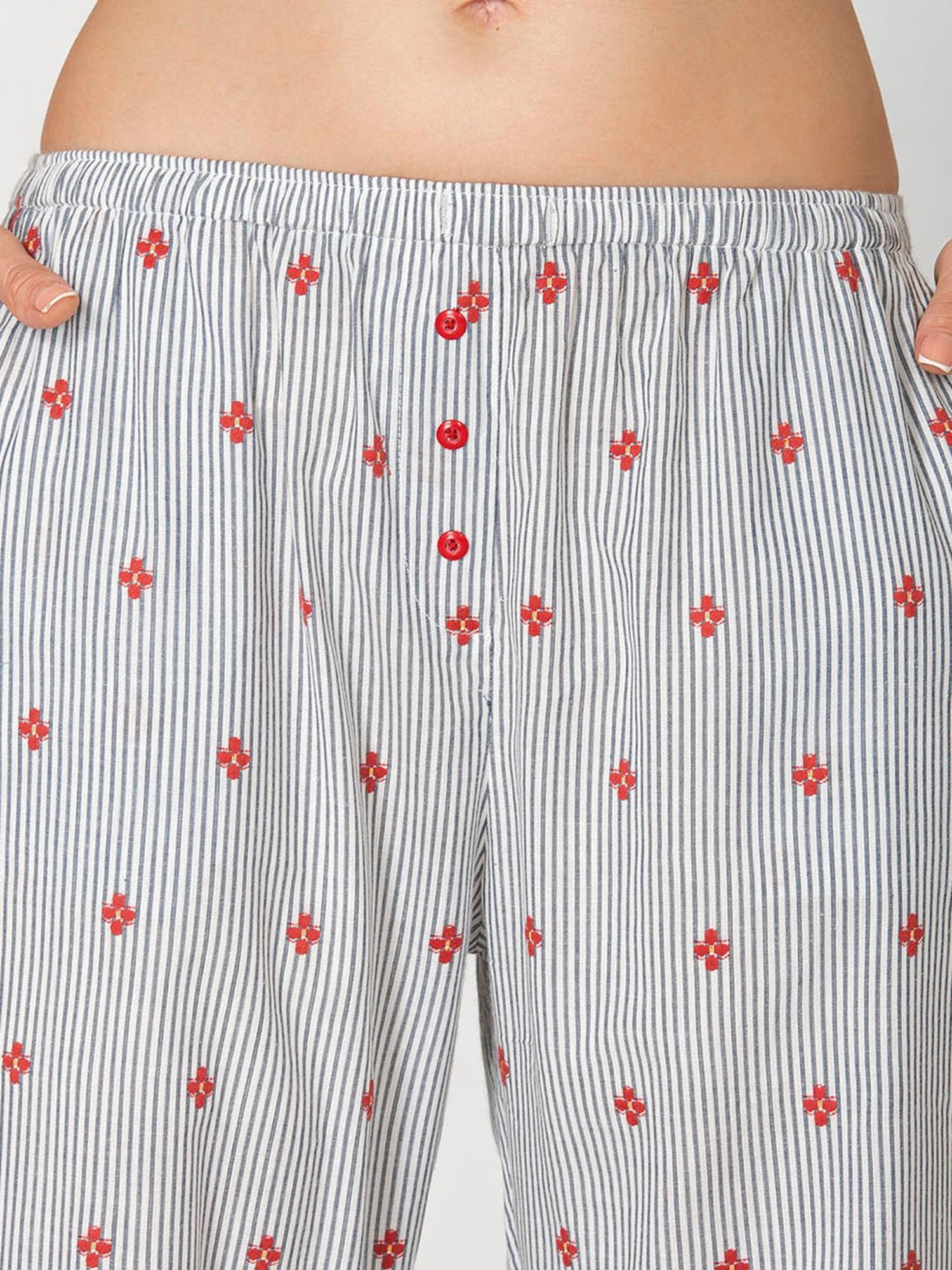 The Calm Collective Grey Striped Pyjamas