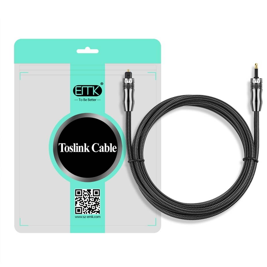 EMK OD6.0mm 3.5mm Digital Sound Toslink to Mini Toslink Digital Optical Audio Cable, Length:1m