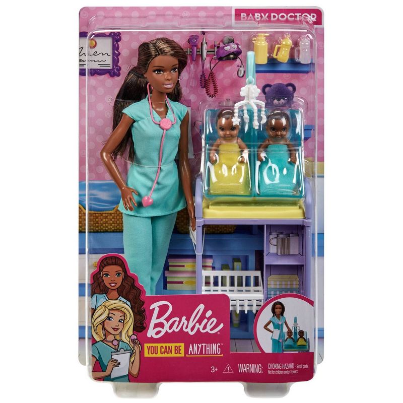 Barbie You Can Be Anything Baby Doctor Brunette Doll and Playset