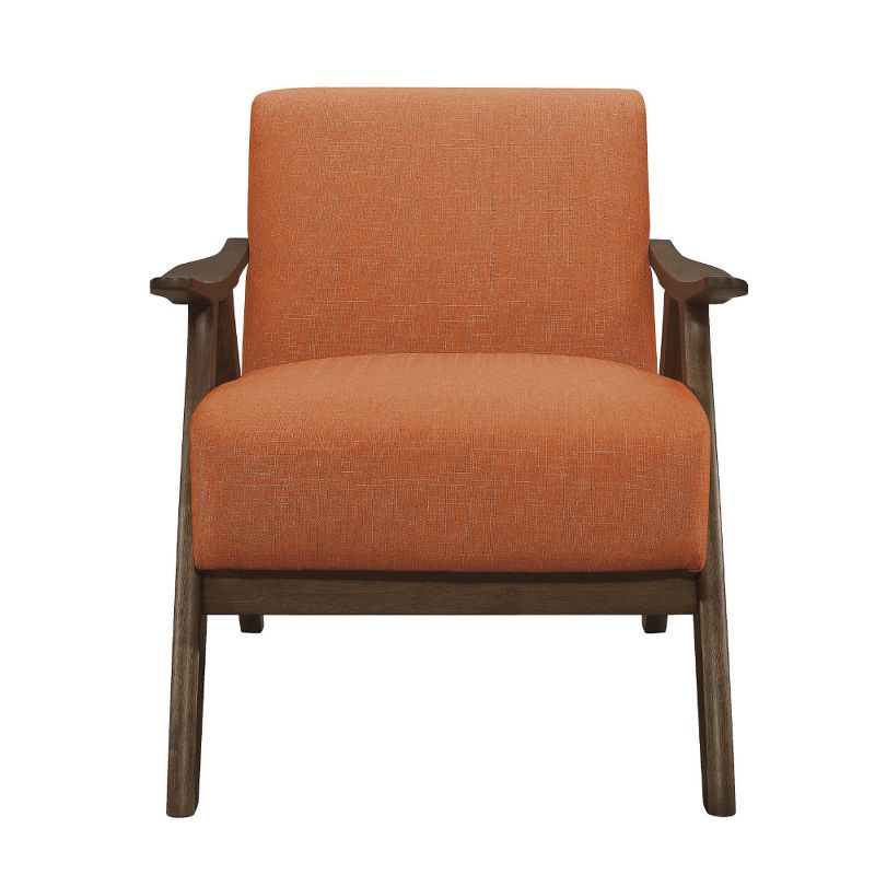 Lexicon Damala Collection Retro Inspired Wood Frame Accent Chair Seat with Polyester Fabric for Living Rooms and Offices, Orange
