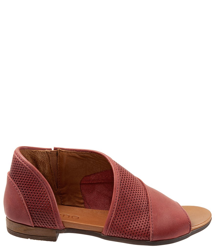 Bueno Tahiti Perforated Leather Asymmetrical Slip-On Sandals