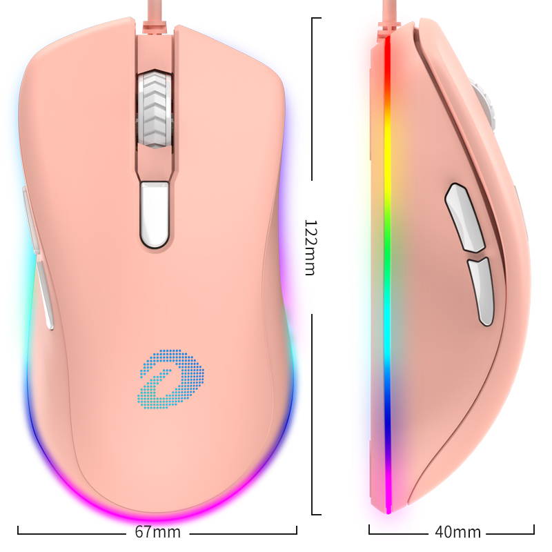 DAREU EM908 Wired Gaming Mouse, 6 Programmable Buttons, Ergonomic RGB Gaming Mouse with 16.8 Million Chroma 7 Backlit for PC, Laptop, and Notebook