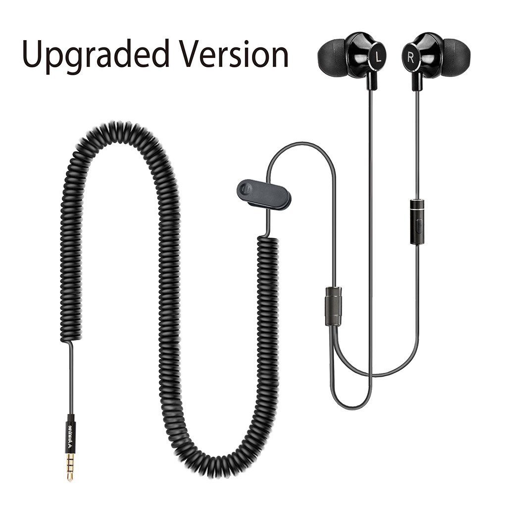 Headphones for TV with LONG CORD Earbuds, 12FT/3.5M Extension Cable Earphones Ear buds for PC, 3.5mm Audio Output, Metal Stereo In-Ear Wired Bass Headset with Spring Coil Wire - Avantree HF027