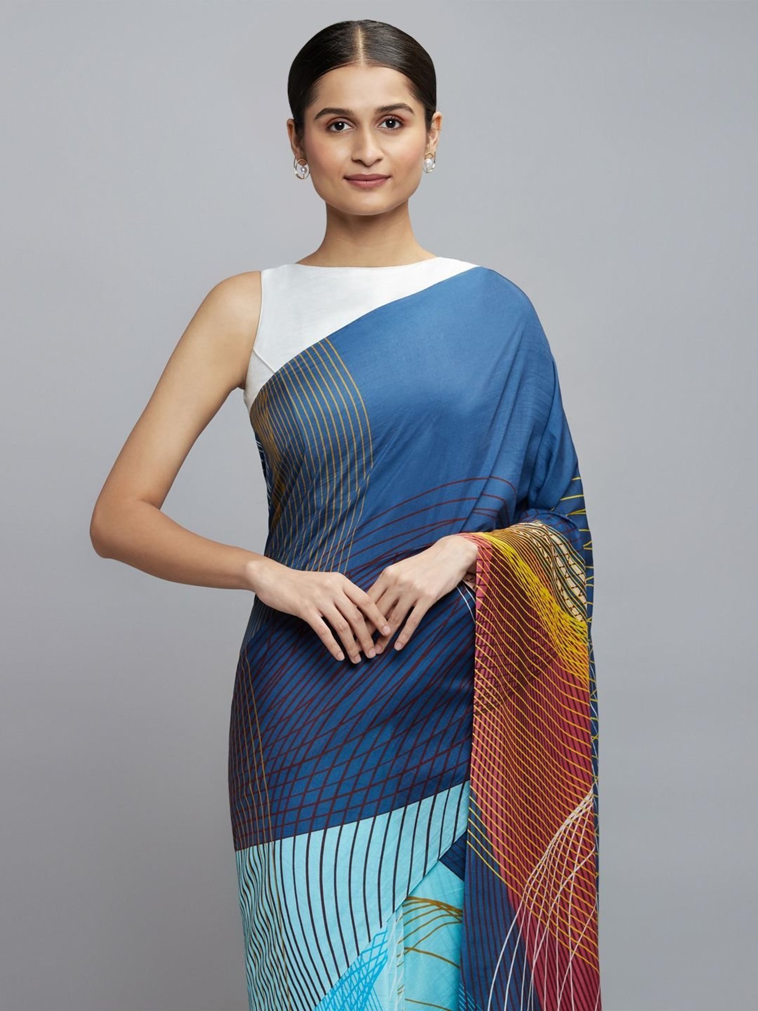 Navyasa By Liva Blue Printed Saree