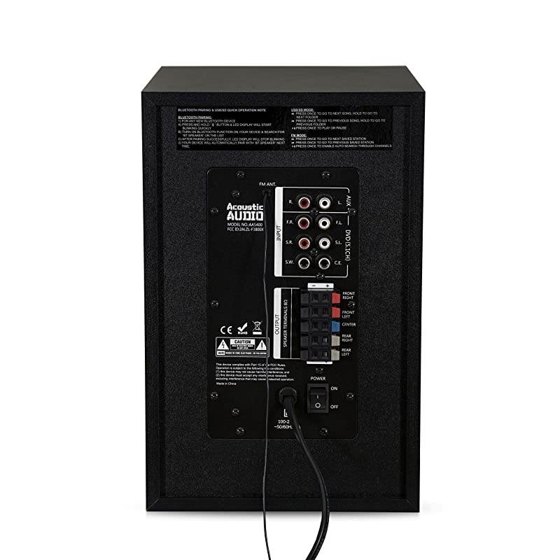 AA5400 Bluetooth 51 Speaker System with Sub Light and FM Home Theater 6 Speaker Set Black