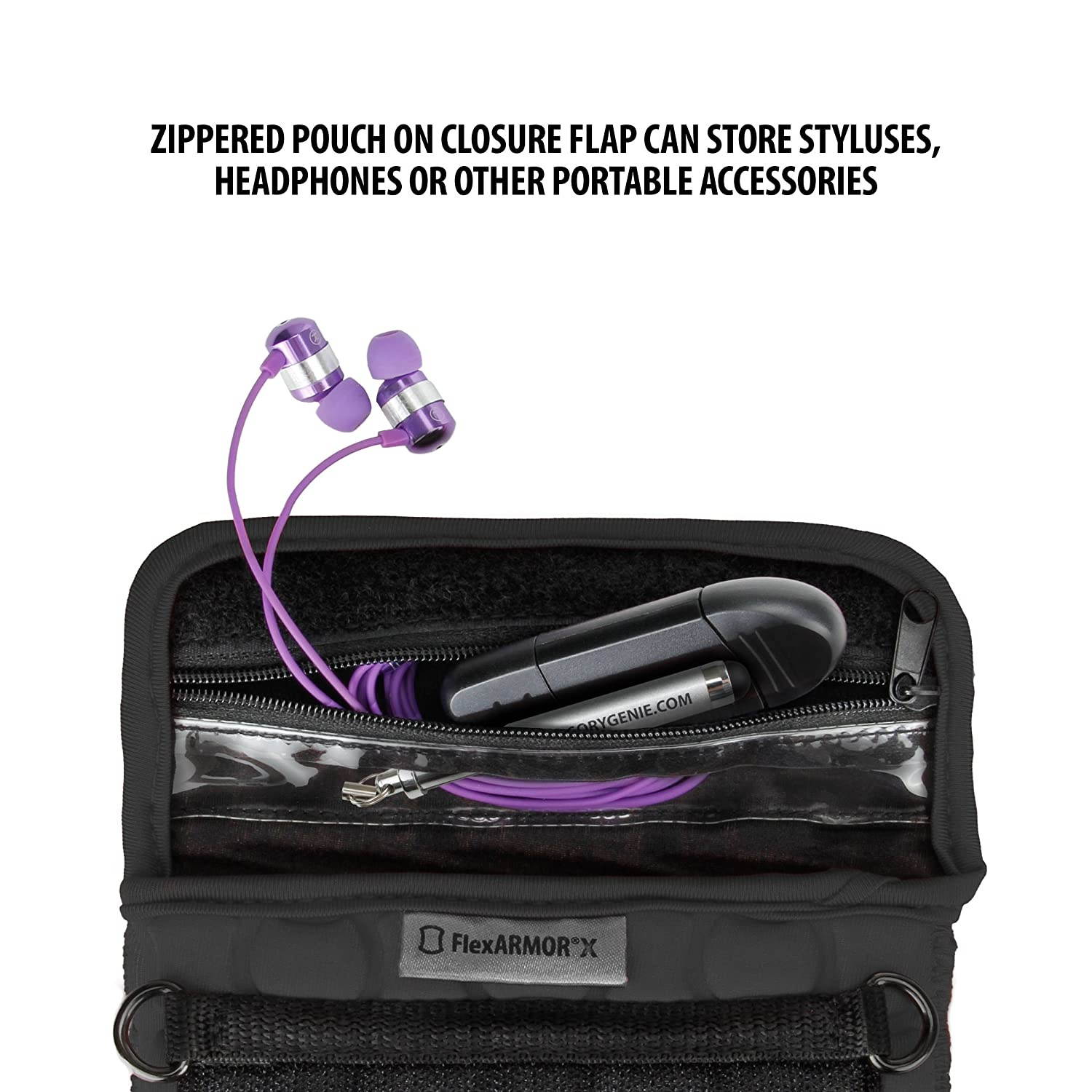 USA Gear Tablet Holder Case Compatible with iPad Mini 4 - Travel Bag Carry Cover with Built-in Capacitive Screen Protector & Adjustable Shoulder Carrying Strap fits iPad Mini Tablets (Black)