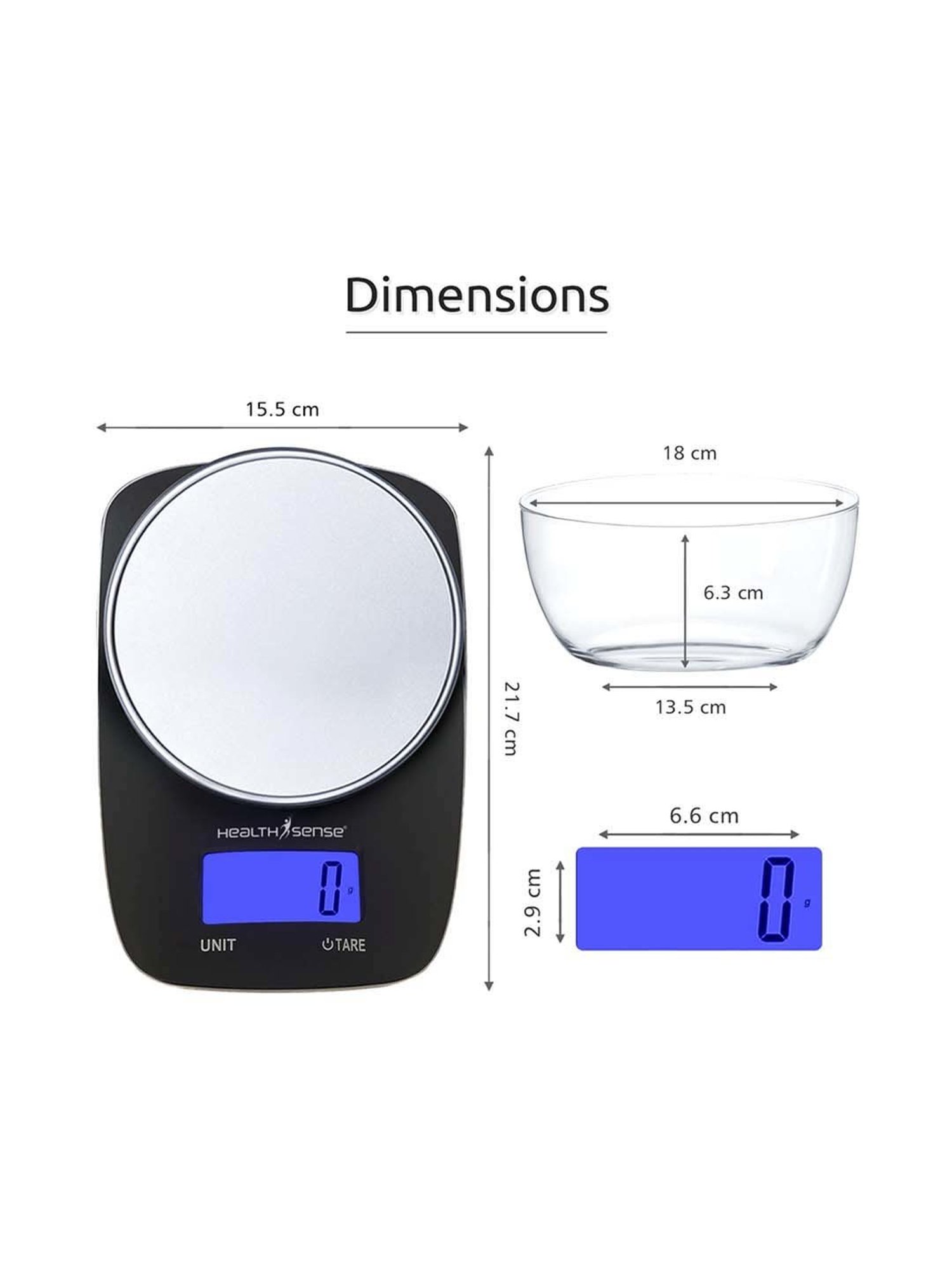 HealthSense Chef-Mate KS-33 Digital Kitchen Weighing Scale (Black)