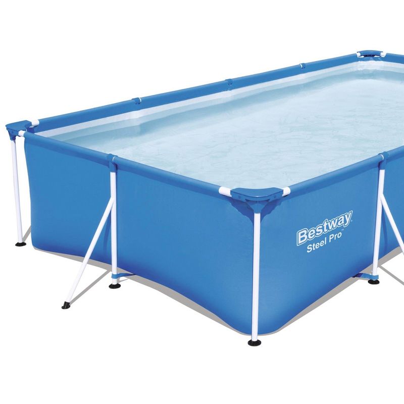 Bestway 56512E Steel Pro 13ft x 7ft x 32in Outdoor Rectangular Frame Above Ground Swimming Pool, Blue (Pool Only)