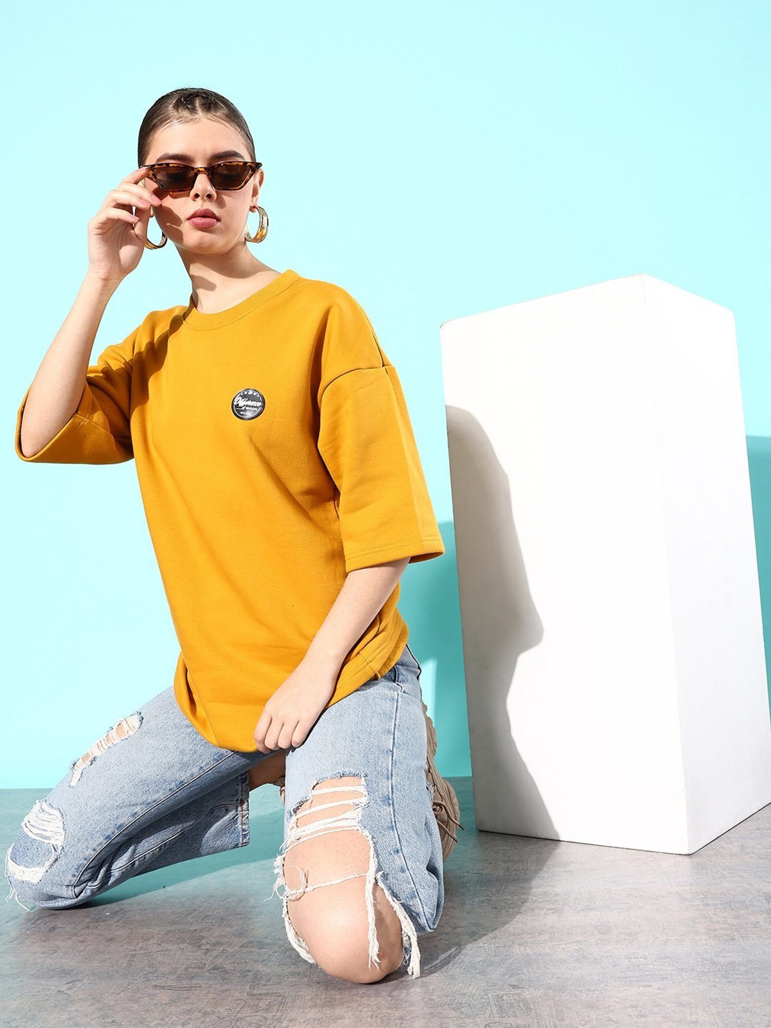 Difference of Opinion Mustard Fleece Oversized Sweatshirt