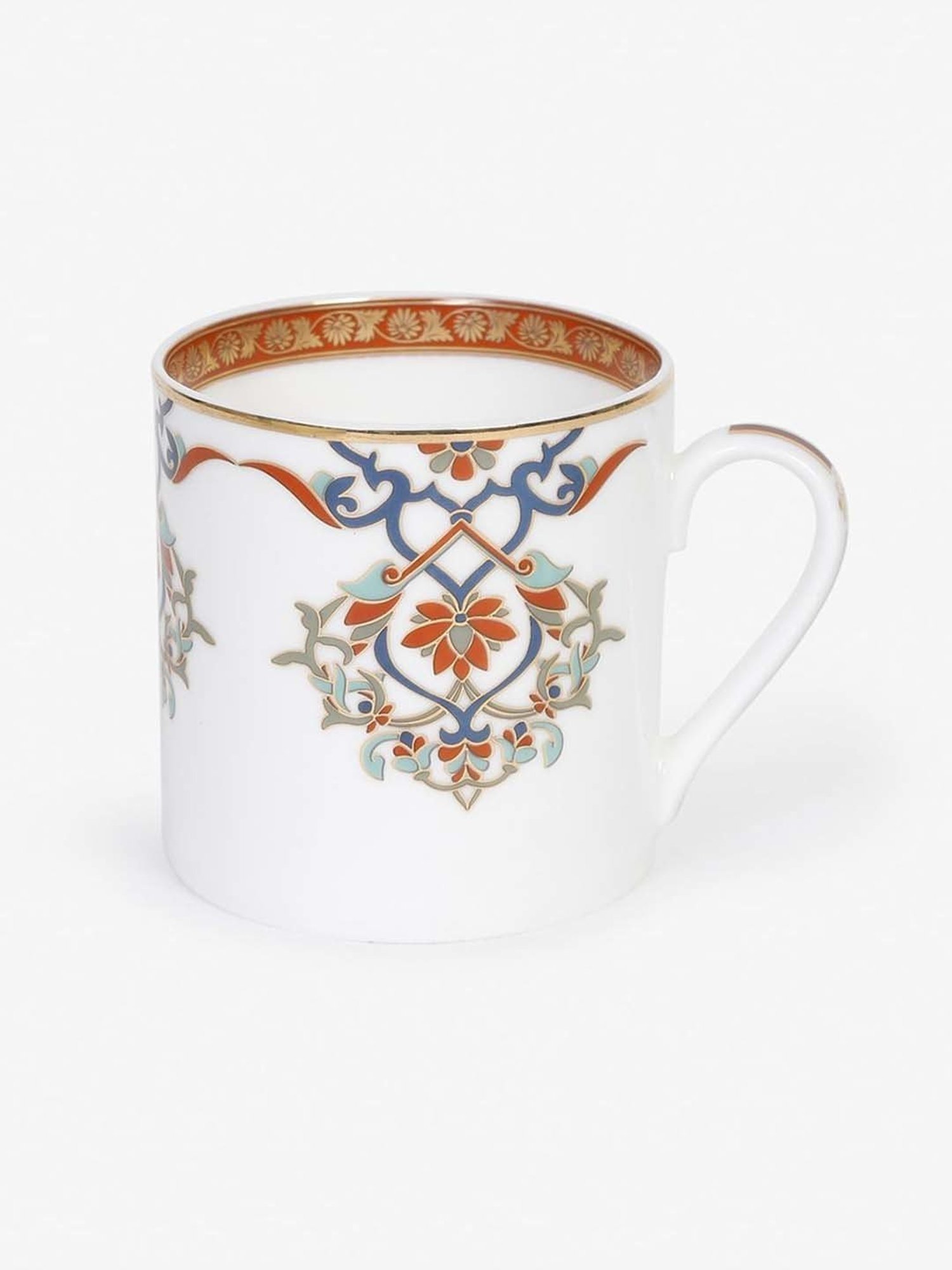 Fabindia Home Jodha Red & White Ceramic Mugs (350ml) - Set of 2