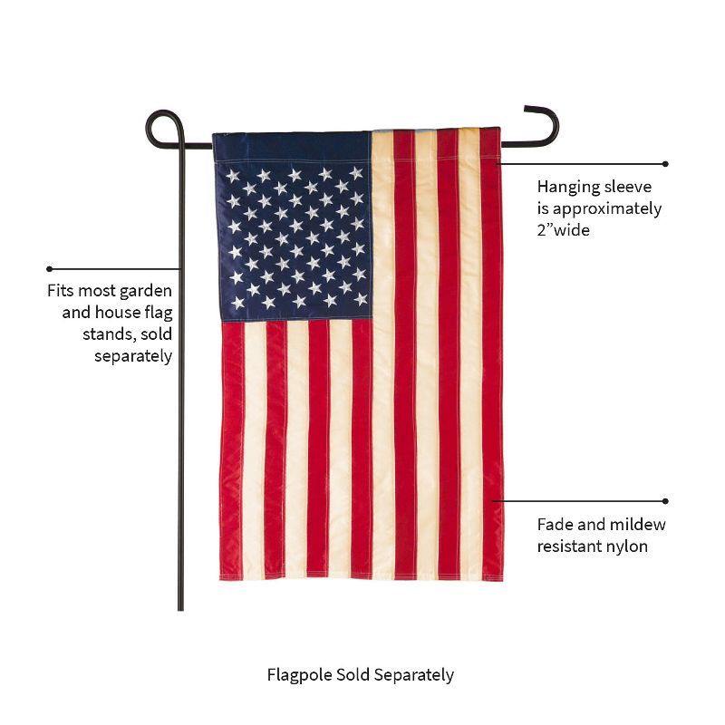 Evergreen Flag Patriotic  American Flag  Tea Stained