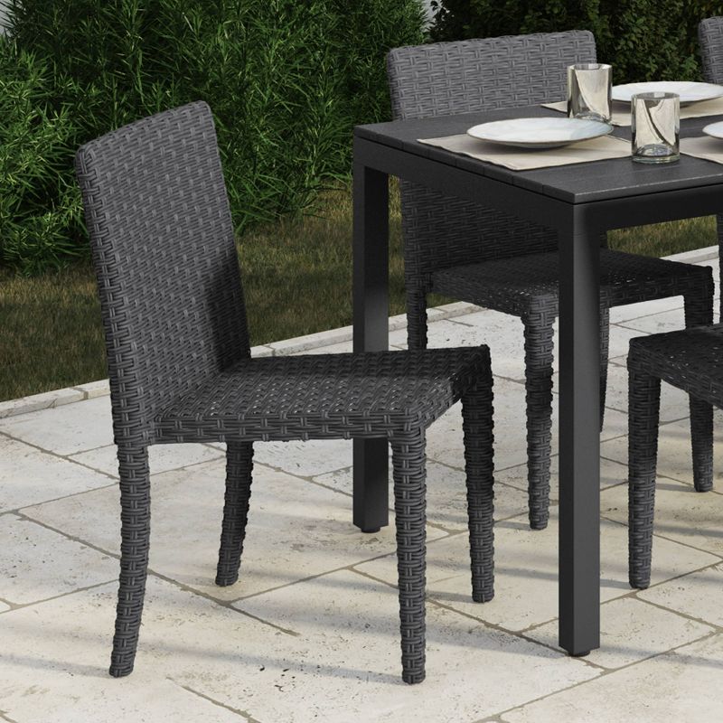 Brisbane Rattan Wicker 4pc Patio Dining Chairs - Black - CorLiving