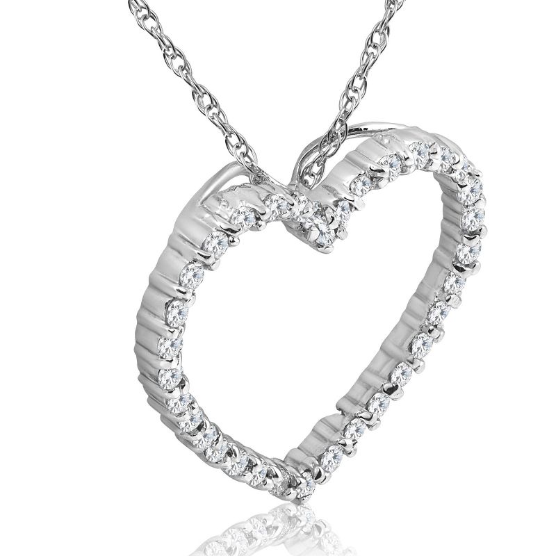 Pompeii3 10K White Gold 1/2ct Lab Created Diamond Heart Pendant 18" Necklace