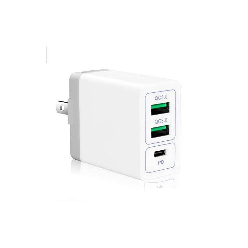 Dual Quick Charger PD portable Travel usb wall charger USBC Power Delivery fast QC charger Adapter Charging Block Plug for iPhone Samsung ipad macbook Google and More