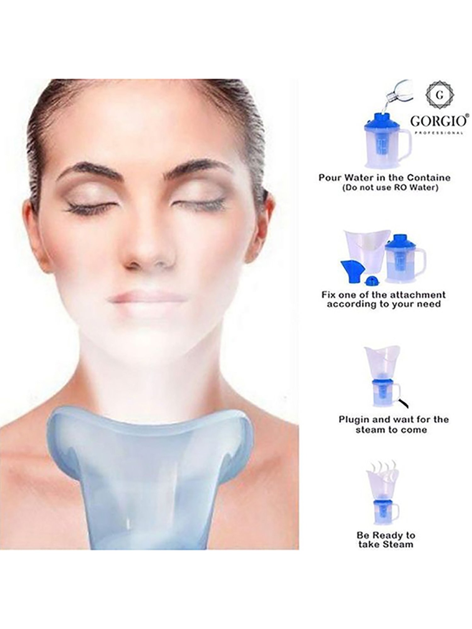 Gorgio Professional GS3 Steamer and Vapouriser (White and Blue)