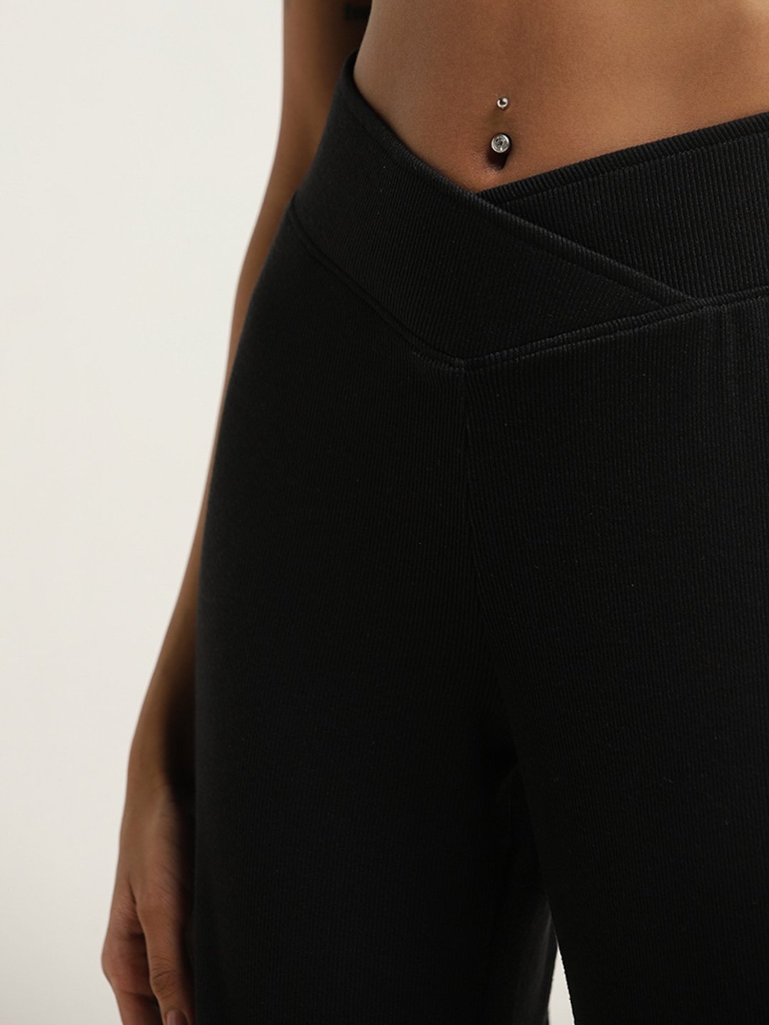 Superstar by Westside Black Criss-Cross Waist High-Rise Pants