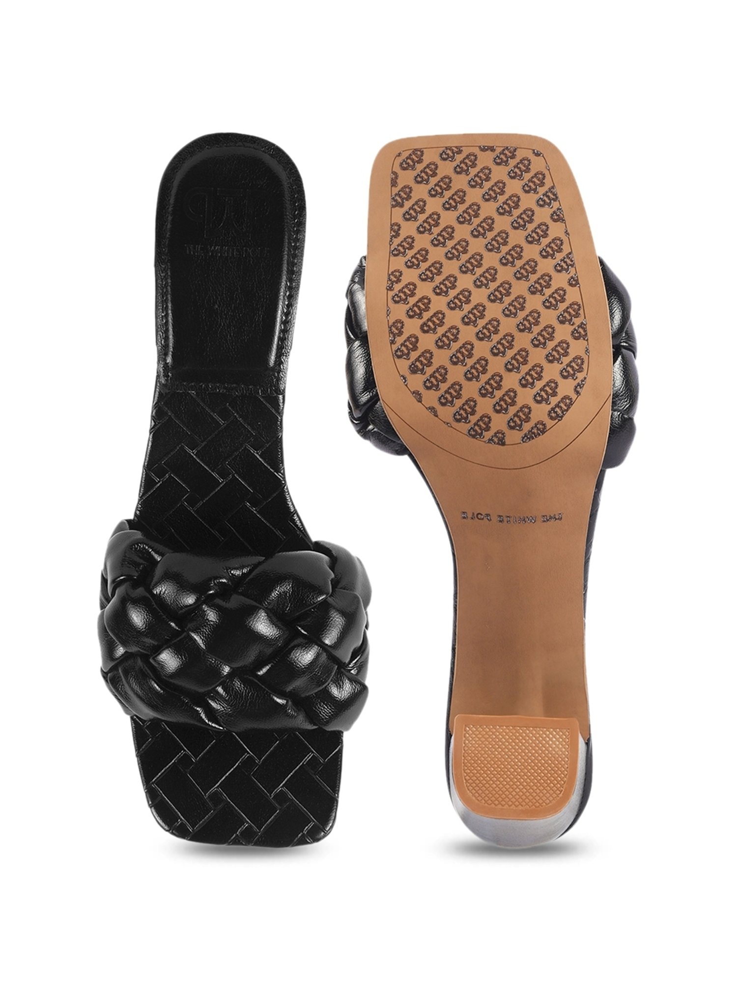 The White Pole Women's Black Casual Sandals