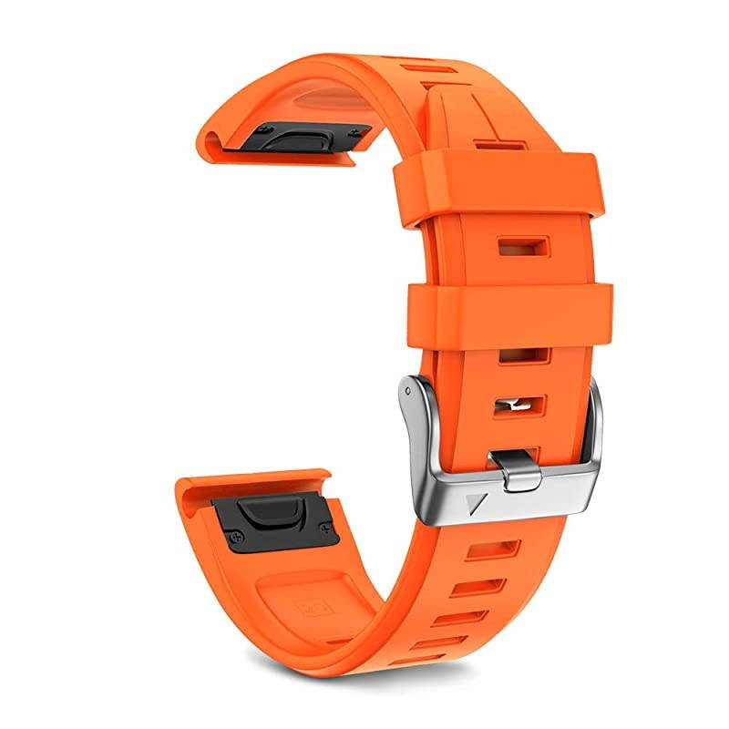 Compatible with Fenix 5S Plus Band Silicone Sport Watch Bands for Fenix 5SFenix 5S PlusFenix 6SFenix 6S ProD2 Delta S SmartwatchSilver BuckleOrange