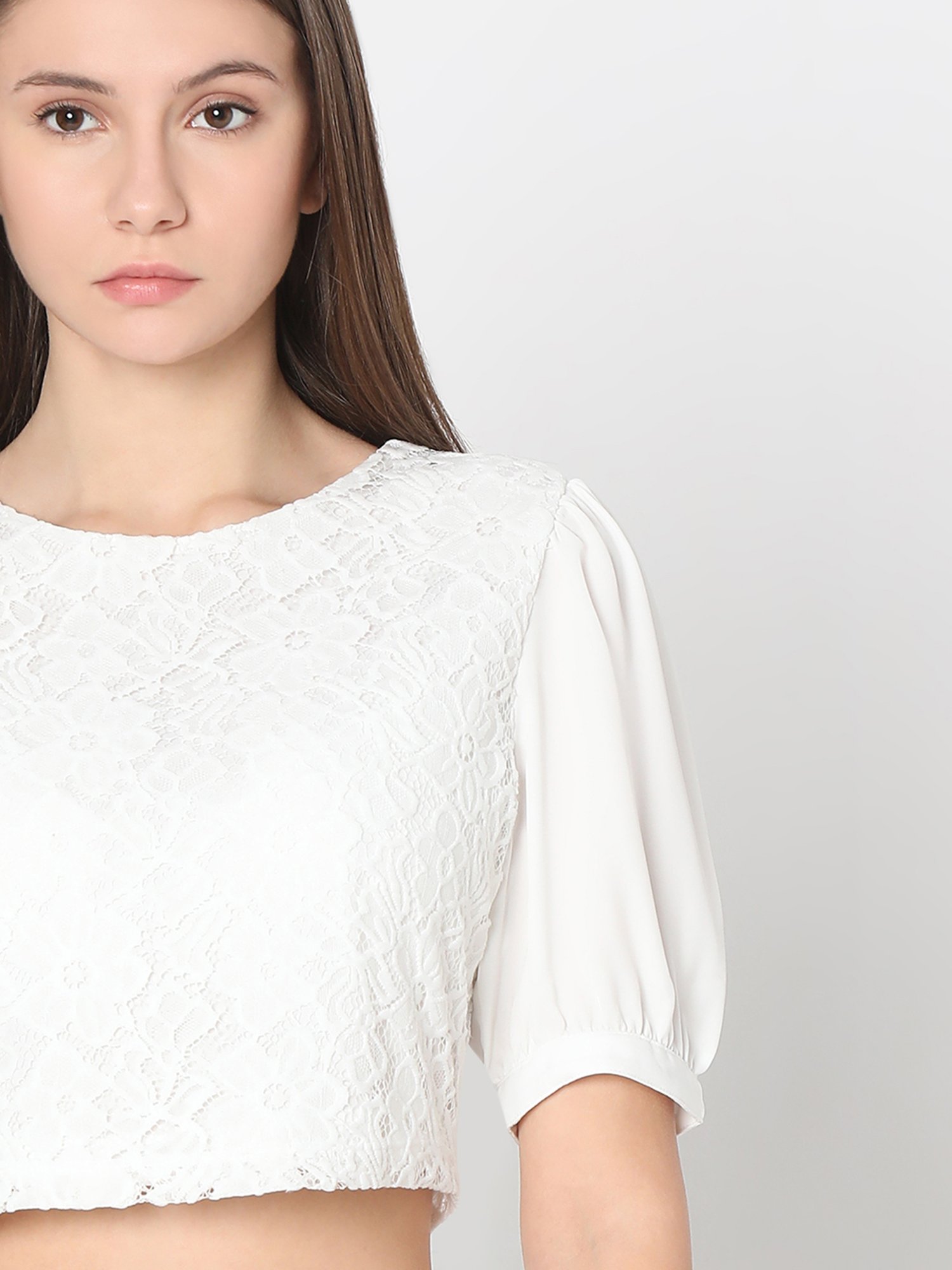 Vero Moda White Lace Crop Top