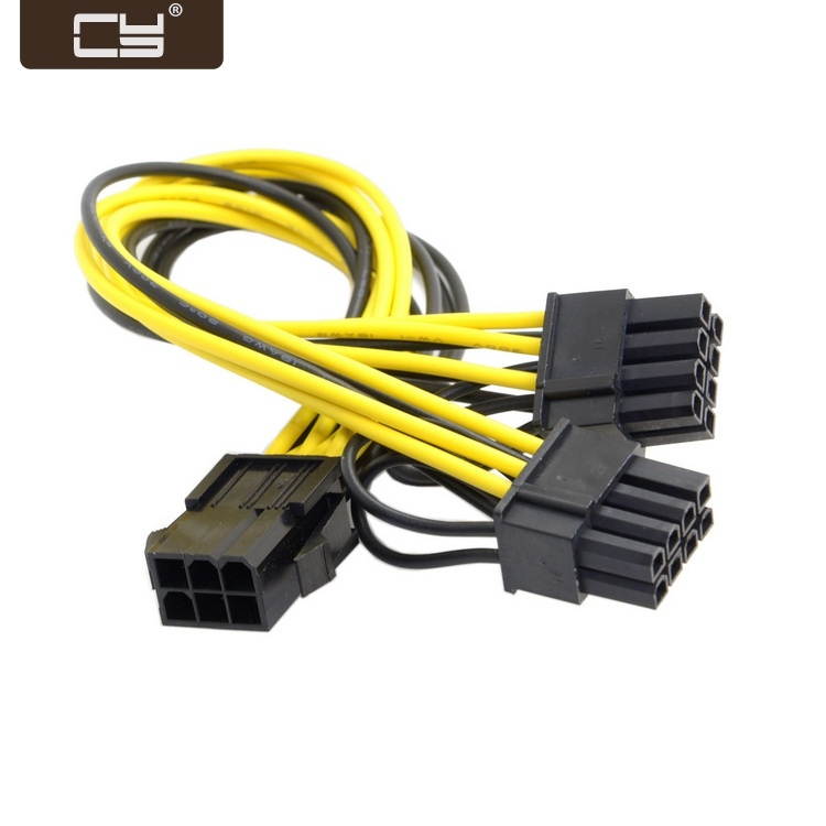 CY PCI-E PCI Express ATX 6Pin Male to Dual 8Pin & 6Pin Female Video Card Extension Splitter Power Cable PW-185