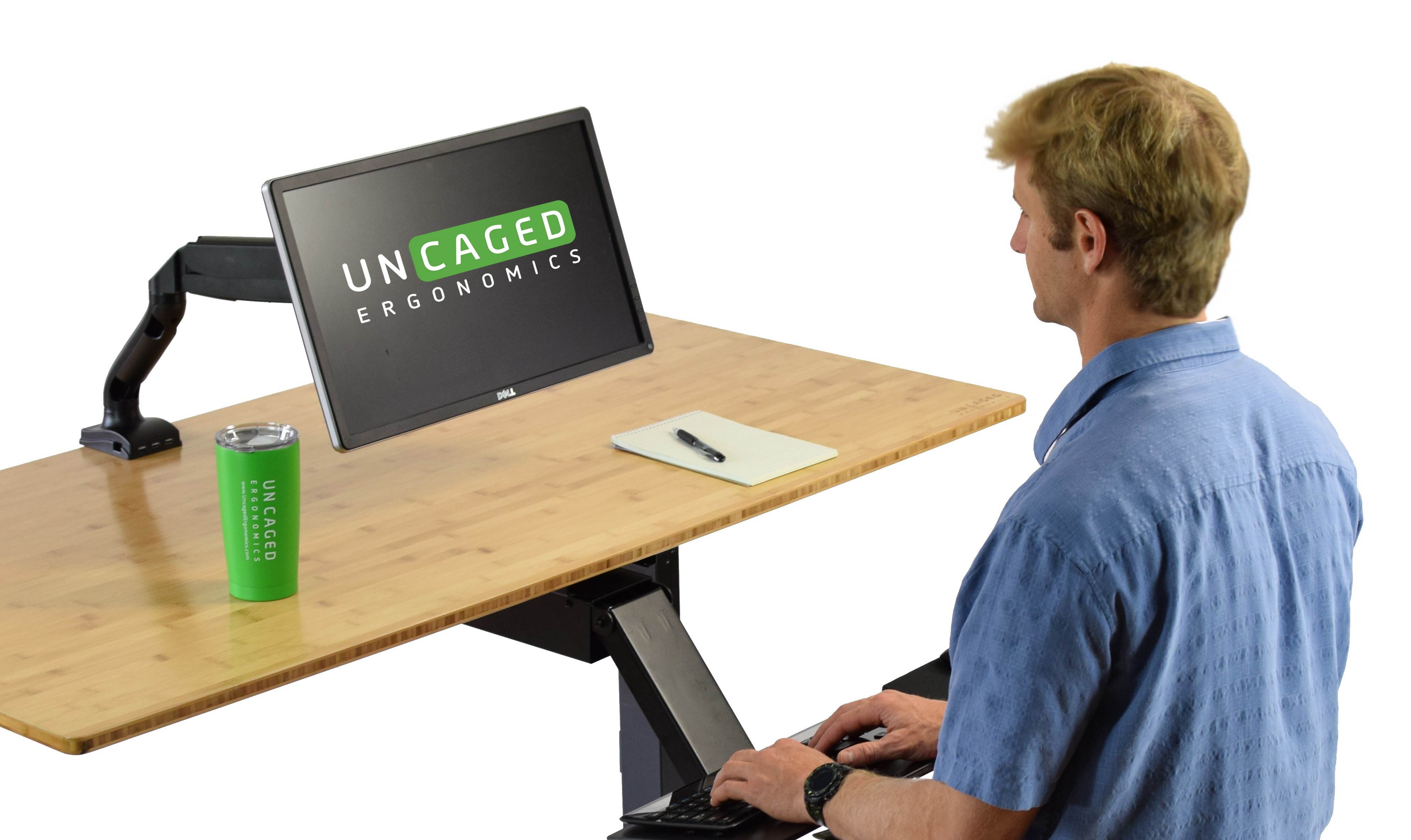 Single Computer Monitor Arm Mount with 2 USB Ports ergonomic adjustable height universal VESA LCD holder with gas spring. Office standing desk accessories organizer. C-Clamp & Grommet Connection