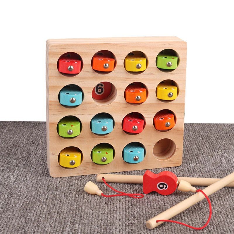 Kids wooden digital magnetic fishing game educational toys for children children's games fish toy magnet fishing for children