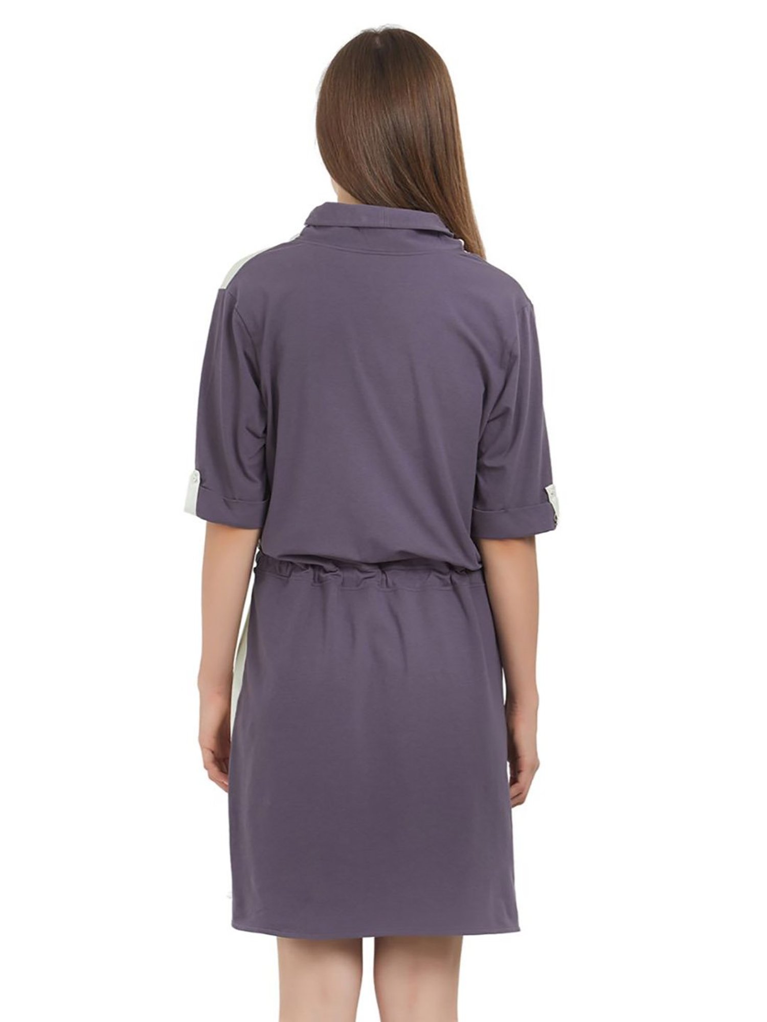 Soie Light Grey & Purple Floral Print Night Dress