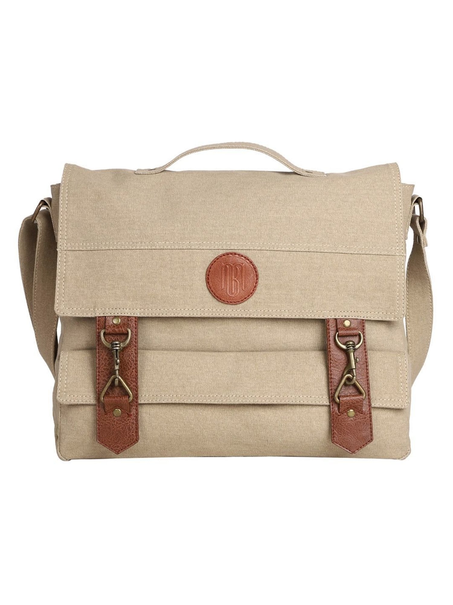 Mona B 12 Ltrs Beige Medium Laptop Messenger Bag