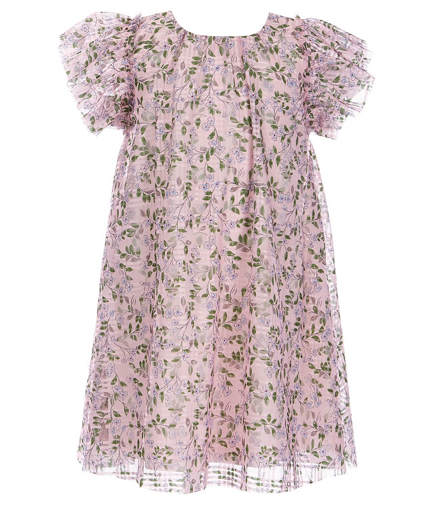 Pippa & Julie Little Girls 2T-6X Double-Flutter-Sleeve Ditsy-Floral-Lace Float Dress