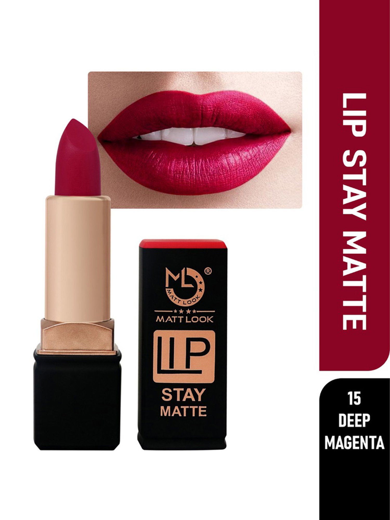 Matt Look Lip Stay Matte Lipstick 15 Deep Magenta - 3.5 gm