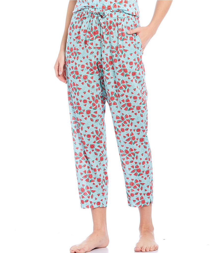 Sleep Sense Watermelon Print Woven Cropped Sleep Pants
