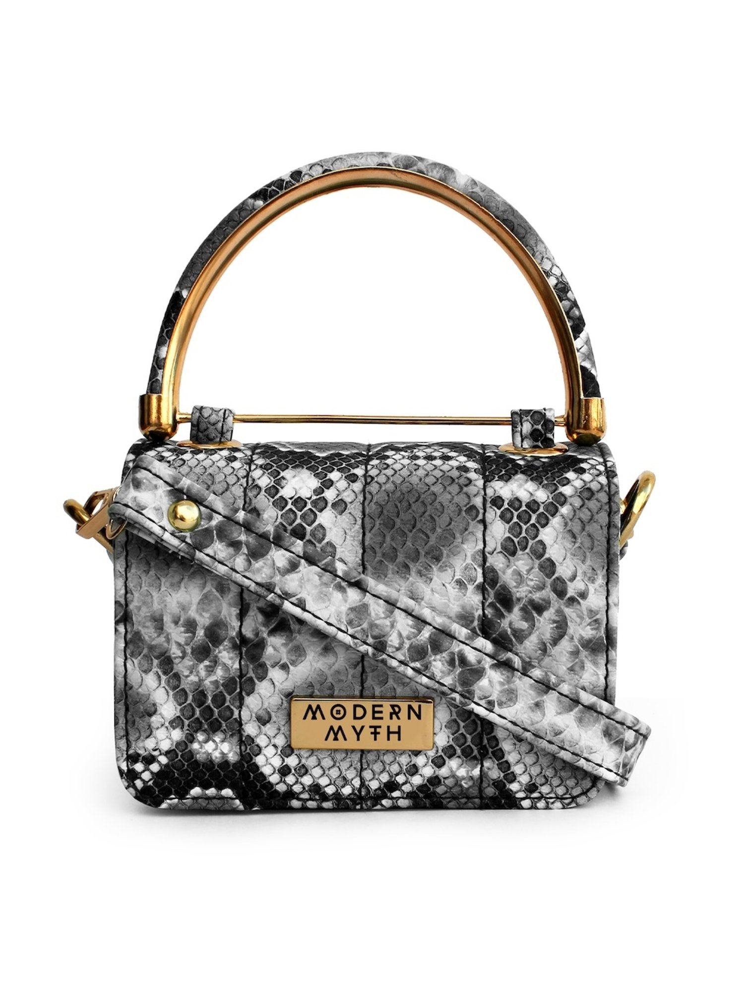 Modern Myth Nano Grey Printed Small Mini Box Bag