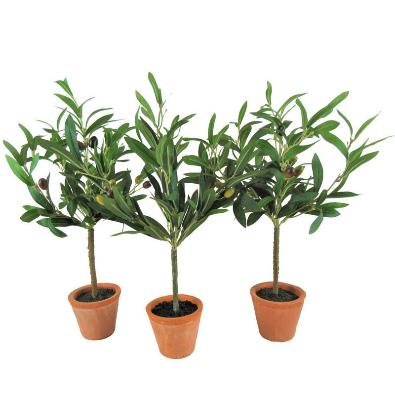 Set of 3 Artificial Olive Plants in Pots - LCG Florals