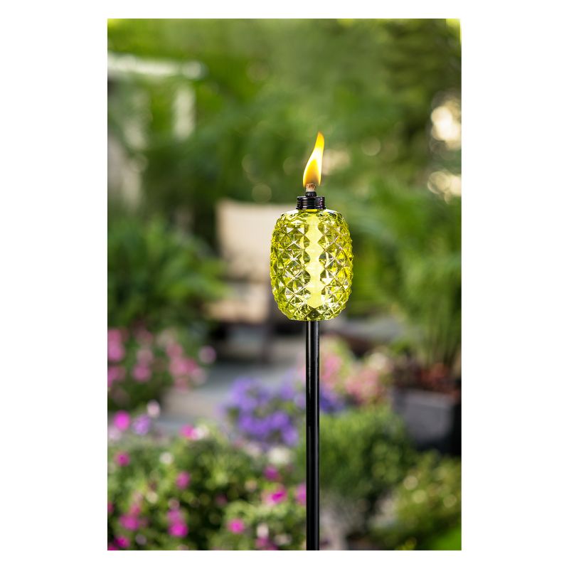 65" 2pk Aloha Pineapple Glass Torch Green - TIKI