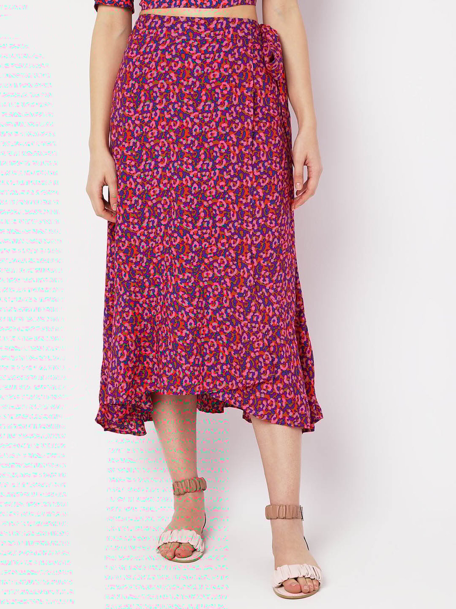 Vero Moda Pink & Blue Printed Skirt