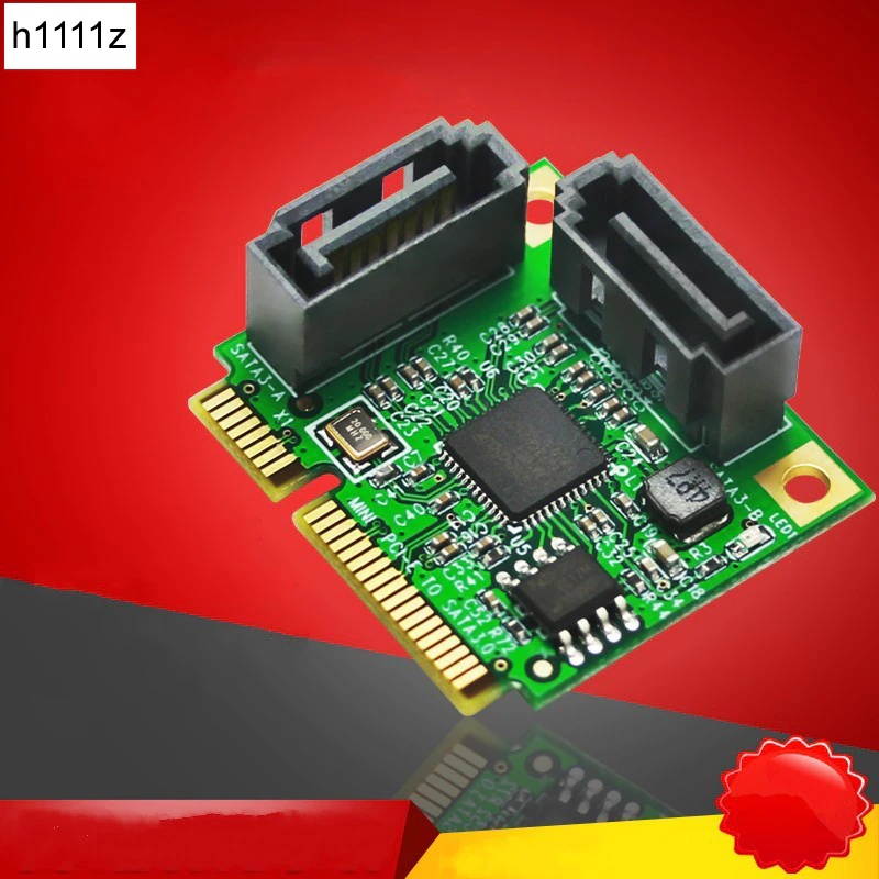 New Sale Mini PCI-E to SATA Expansion Card 2 Port SATA3.0 HDD 6Gbps Mini PCI-E SATA HDD SSD Adapter Convert Card ASM1061 Chipset