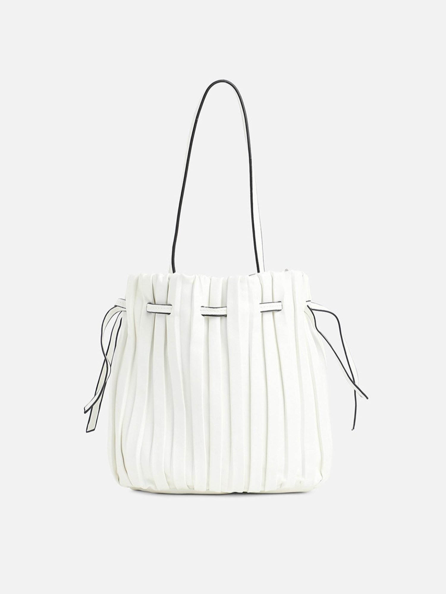 HauteSauce White Textured Medium Handheld Handbag