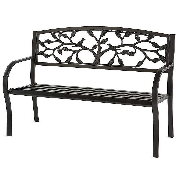 Tree of Life Metal Garden Bench, in Black