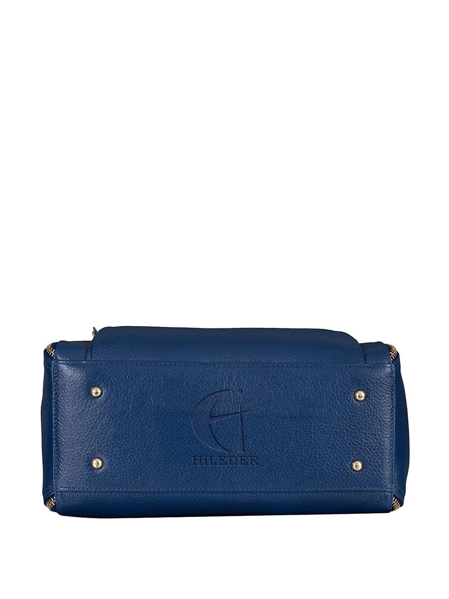 HiLEDER Blue Solid Medium Satchel Handbag